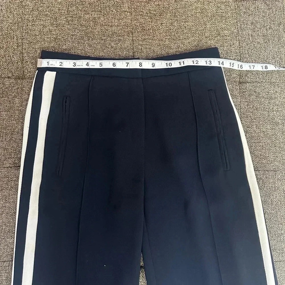 Topshop Wide Leg Track Style Navy Dress Pants with Stripe Detail Women’s Sz 2-4 - Picture 5 of 8